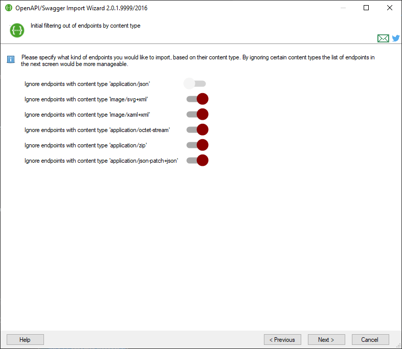 Filtering endpoints by content type