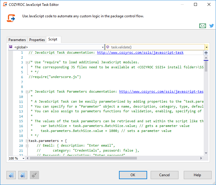 Script tab